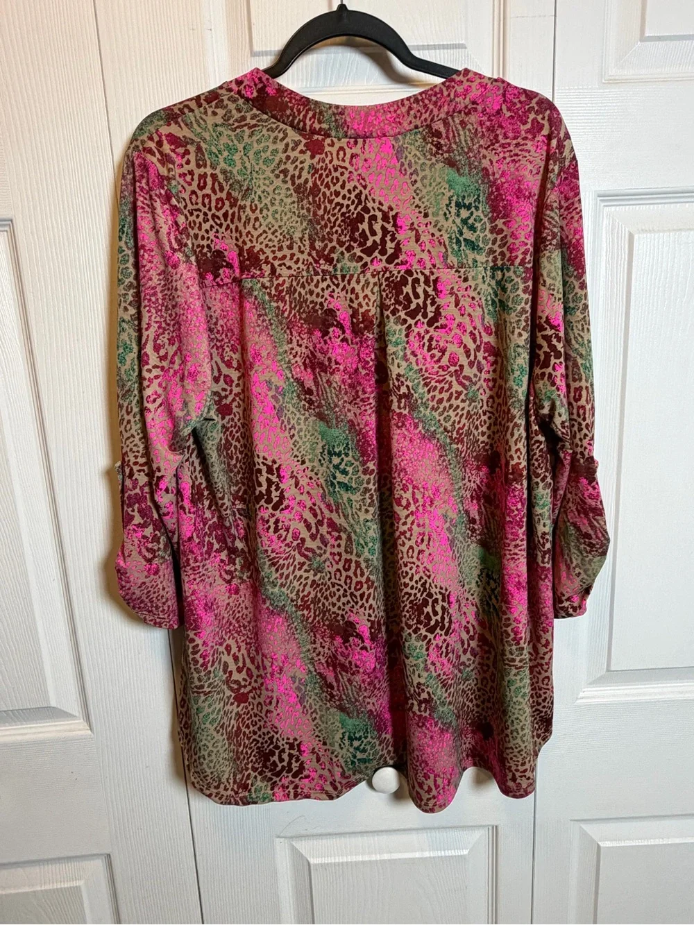 Dear Scarlett Lizzy Leopard Print Tunic Top XL Pink 95% Poly 5% Spandex - Picture 4 of 6